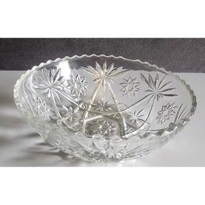 Vintage Anchor Hocking Glass American Prescut Star of David Serving Bowl